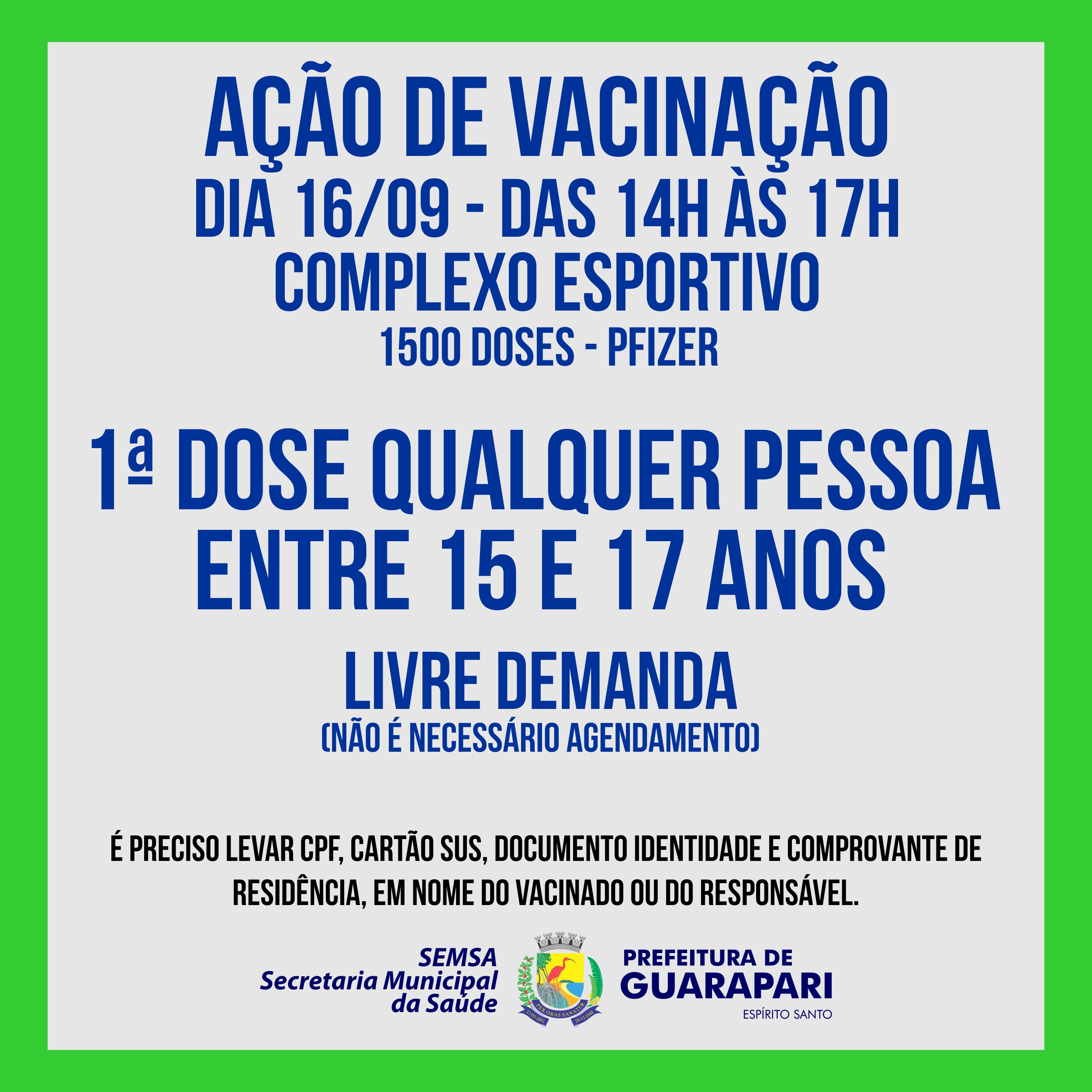 Guarapari vai vacinar adolescentes de 15 a 17 anos sem comorbidades 